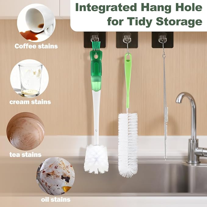 XYFuuee 5Pcs Water Bottle Cleaner Brush Set 5 in 1 Cup Straw Cleaning Brush | - Image 6