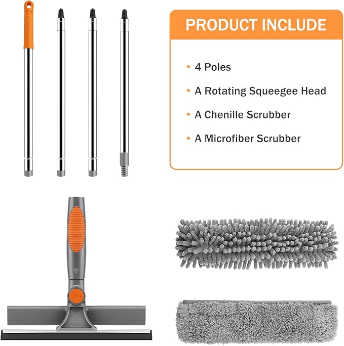SetSail Window Squeegee with 66in Extension Pole 2-in-1 Window Cleaning Kit | - Image 4