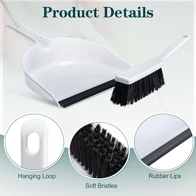 Zubebe 6 Pcs Mini Dustpan and Brush Set, Small Broom and Dustpan Set Small - Image 3