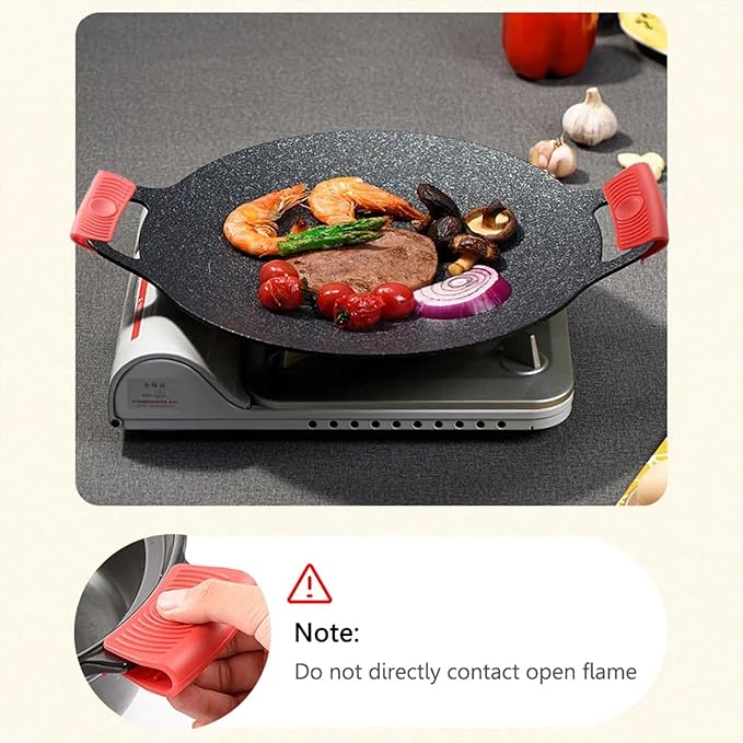 3 Pair Silicone Assist Handle Holder,Pot Grip Handle Sleeve,Cast Iron Skillets Non-Slip Heat Resistant Pan Grip Cover for Cast Iron Woks, Pans, Griddles, Skillets, Plates (Red,Black,Gray)