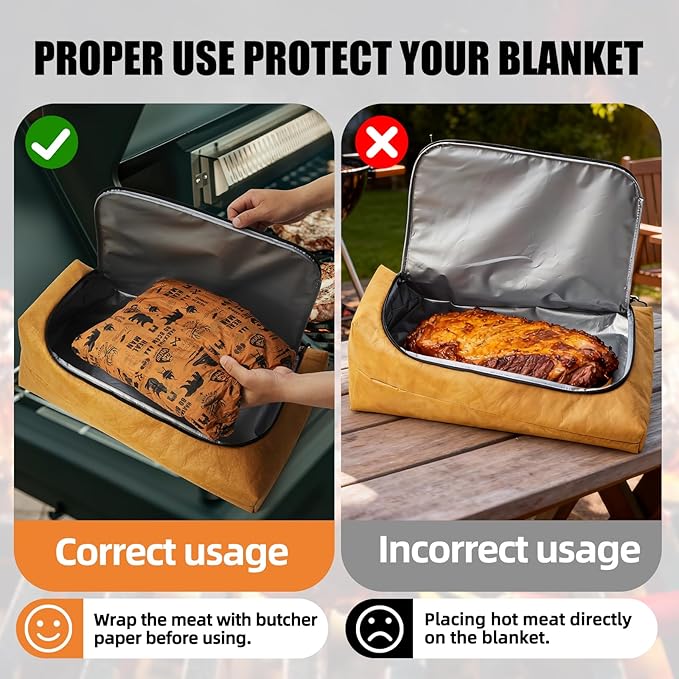 270° Opening BBQ Blanket for Resting Meat, Valentines Day Gift Meat Resting Bag, Leak-Proof Smoker Accessories, Grilling Gift for Pork/Brisket/Turkey - Anniversary Birthday Gift for Men Him Dad