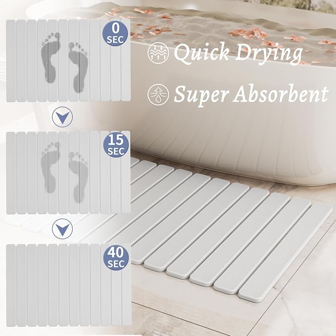Large Stone Bath Mat 31.5 x 19.7in, Diatomaceous Earth Mat - Image 3