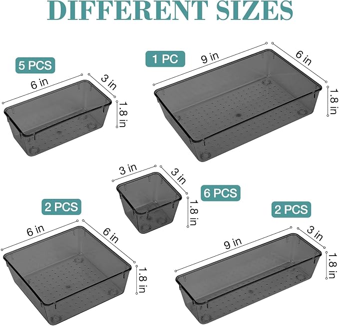 16 PCS Drawer Organizer Set, 5 Size Bathroom and kitchen organizer Trays | - Image 2