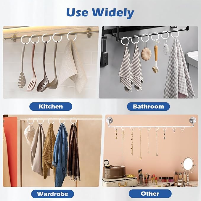Kutesna 12 PCS White Plastic Shower Curtain Rings, Easy Snap Closure Shower - Image 6