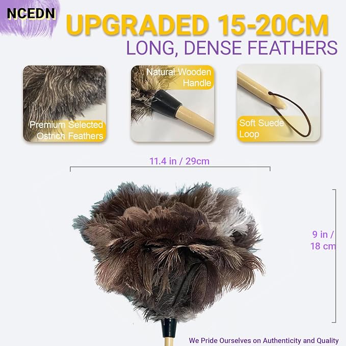 NCEDN Genuine Ostrich Feather Duster 15 inches – Soft Dense Real Feathers - Image 3