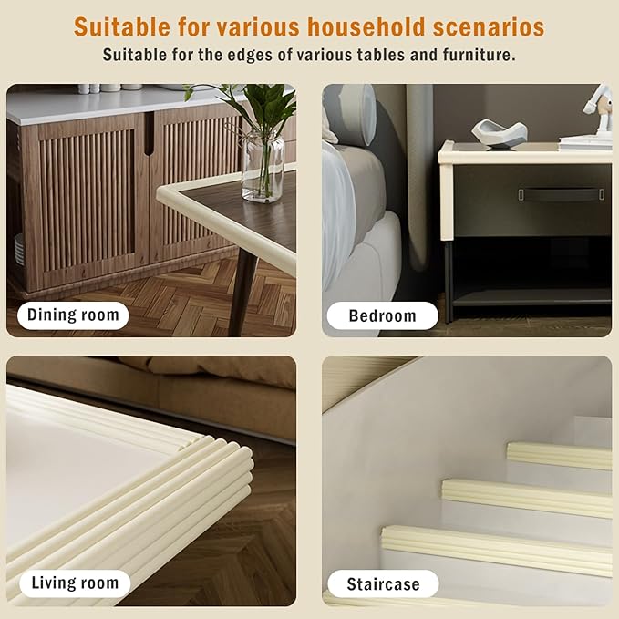 Foam Table Edge and Corner Guards for Baby,(6.5ft Edge 4Corners),Baby Proofing Soft Corner Protectors,Furniture and Tables Child Baby Proof Bumpers, Pre-Taped Corner Cushions (Beige)