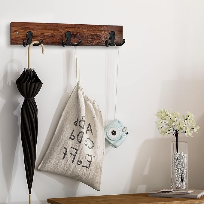 IBosins 16 Pack Black Double Prong Coat Hooks Wall Mounted - Image 5