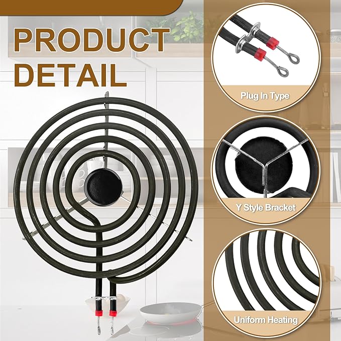 W10196405 W10196406 Electric Stove Burner Drip Pans & MP21YA MP15YA Electric Range Burner Element Unit Set fit for Whirlpool Kenmore Amana Range Oven/Stove by Cenipar