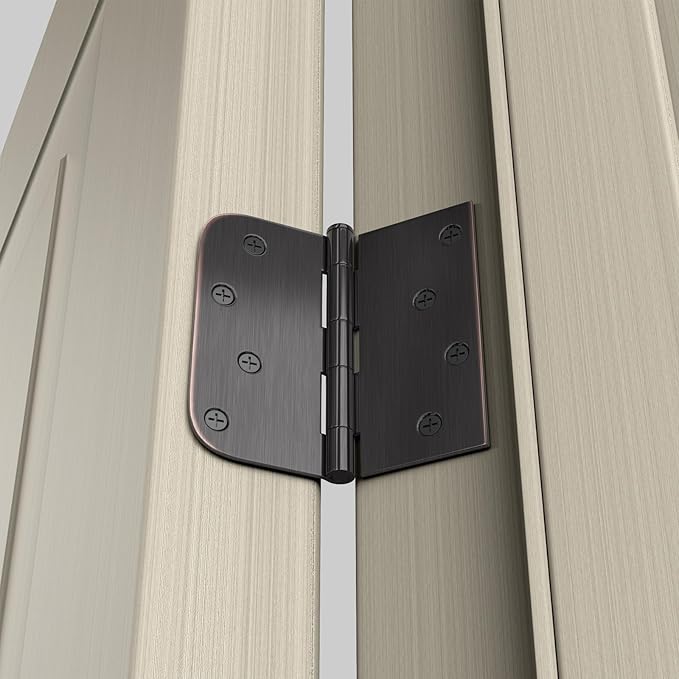 6 Pack goldenwarm 4in Oil Rubbed Bronze Door Hinges Interior Door Hinges 4 x 4 Inch with Square & Round Corners, Iron Material