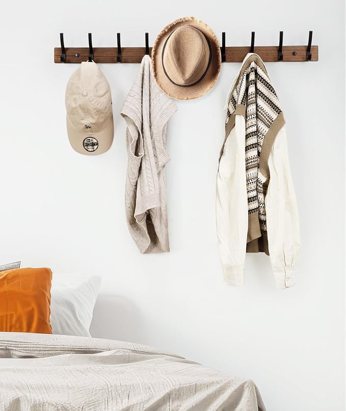 Optish Coat Rack Wall Mount, 16.5 Inches Wood Coat Hooks, Wall Hooks - Image 6