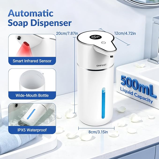 Automatic Liquid Soap Dispenser Touchless, 6-Level Adjustable, USB Rechargeable - Image 3