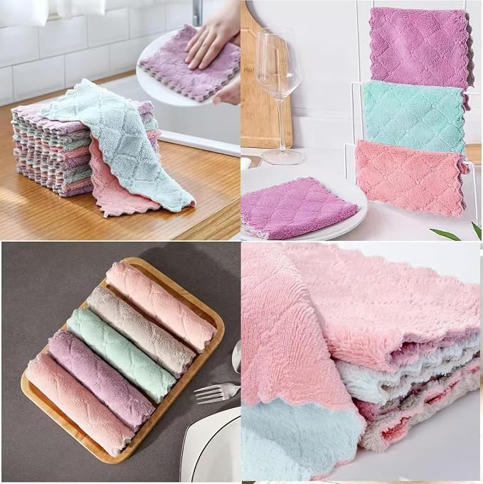 24 Pack Kitchen Dish Cloths Dish Towels, Super Soft and Absorbent Coral Fleece - Image 7