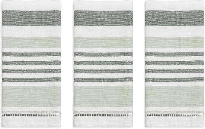 Serafina Home Green White Kitchen Hand Dish Towels: Oversized 28" x 16" by SerafinaHome