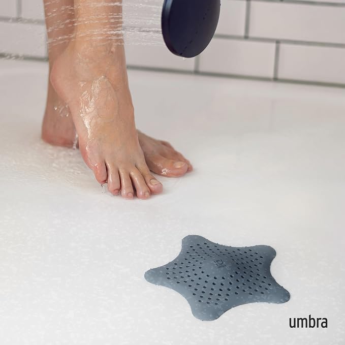 Umbra Starfish Hair Catcher, Suction Cup Drain Cover, Slate Blue | Silicone - Image 2
