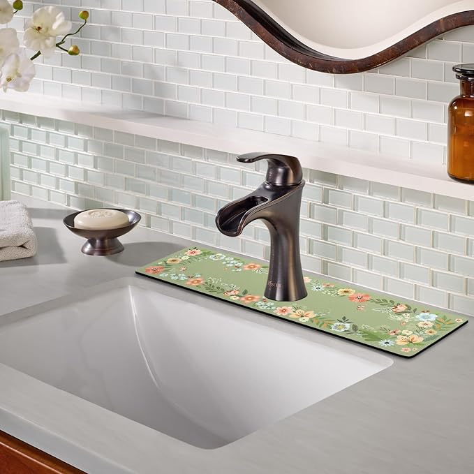Sink Faucet Absorbing Mat, 2 Pack Drying Mat Around Faucet Sink Splash Guard - Image 7