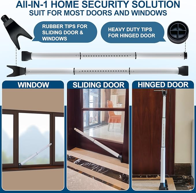 Rerishom Door Security Bar, Heavy Duty Door Stopper Jammer - Image 2