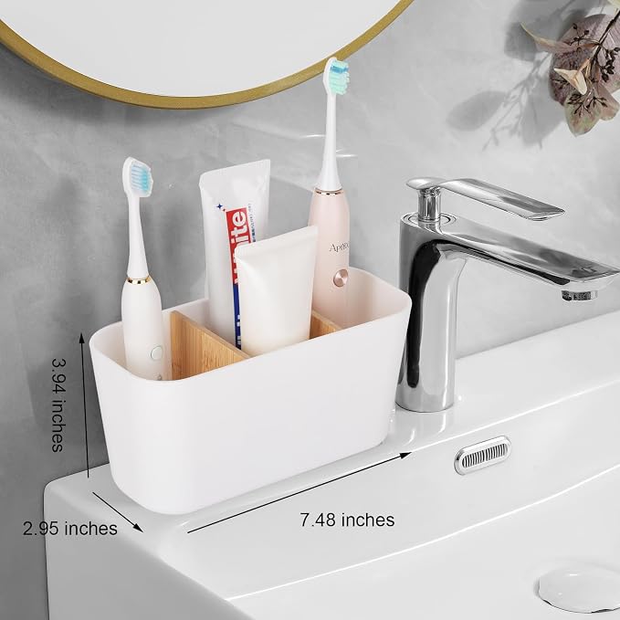 Toothbrush Holders Electric Tooth Brush and Toothpaste Organizer, 3 Slots - Image 2