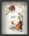 FrameWorks 16" x 20" Black Driftwood Wooden Shadow Box Frame – Soft Felt Back, Tempered Glass, and Included Elegant White Ball Push Pins