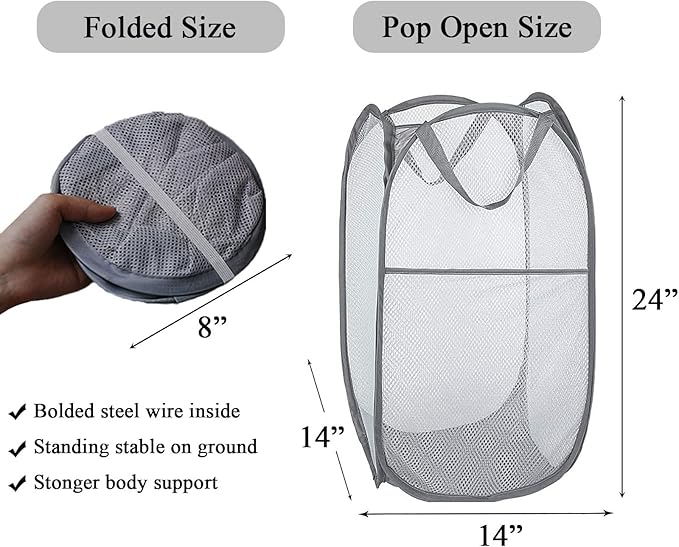 Larpur Pack of 3 Pop up Laundry Hampers, Collapsible Laundry Baskets - Image 2