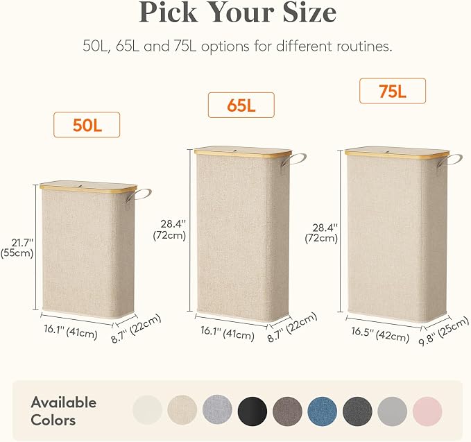 Lifewit 75L Slim Laundry Hamper - Image 6