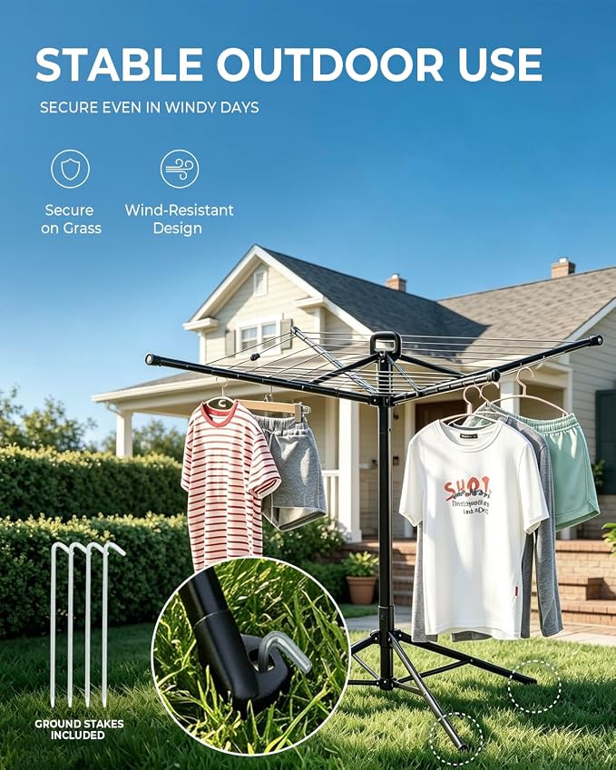 JS HANGER Rotary Clothes Drying Rack, 65 ft Outdoor Umbrella Drying Rack - Image 6