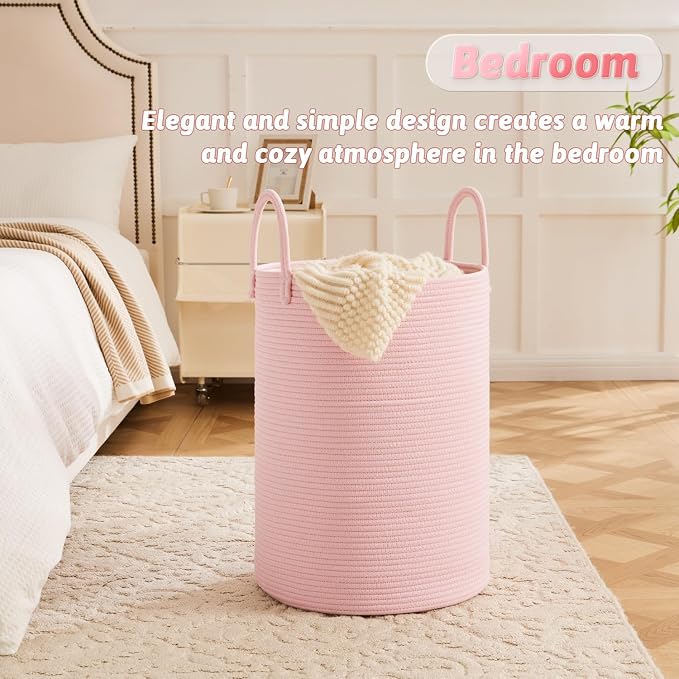 Artfeel Laundry Basket, Woven Cotton Rope Laundry Hamper, 100L - Image 3