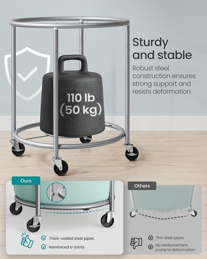 SONGMICS Laundry Basket, Rolling Steel Frame - Image 7