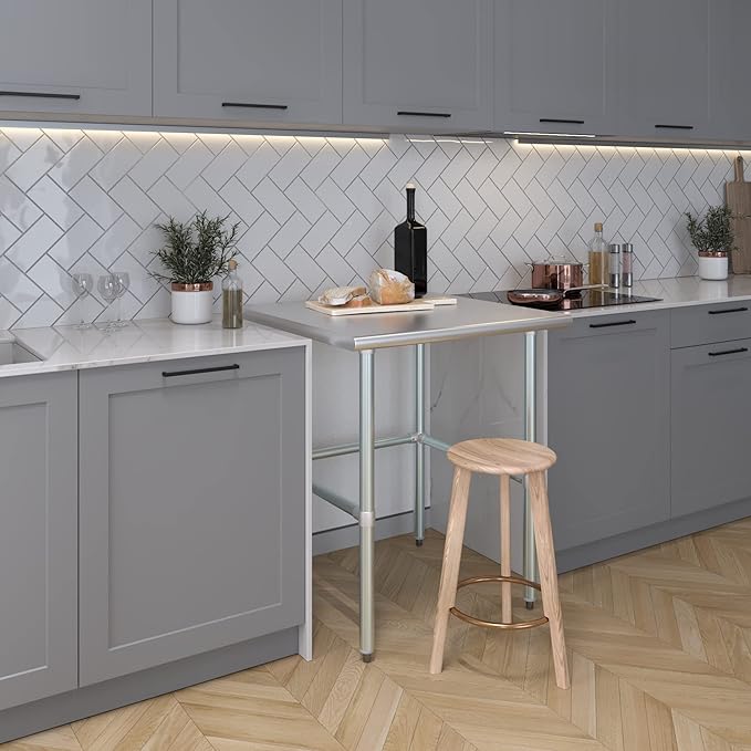 AmGood Stainless Steel Work Table Open Base | NSF Kitchen Island Food Prep | Laundry Garage Utility Bench (30" Long X 30" Deep)