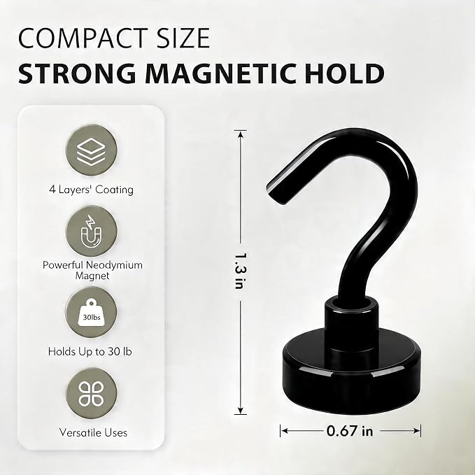 Neosmuk Magnetic Hooks, 30lb Heavy Duty, 12 Pack - Image 5