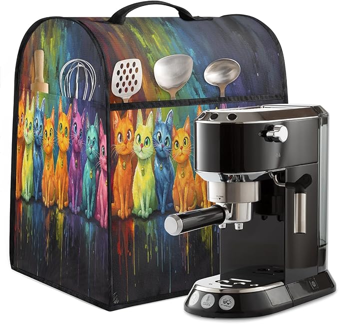 Kitchen Aid Mixer Cover Cat Color Oil Painting Stand Mixer Cover Compatible with 6-8 Quarts Stand Mixers, Dust Covers with Zipper Pocket Foldable Washable Kitchen Aid Organizer Bag