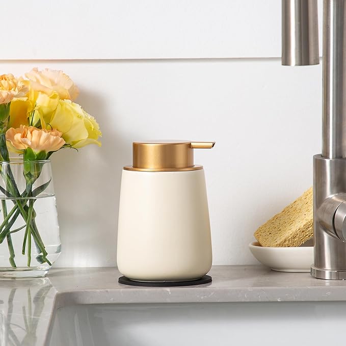 Enra Gold Ceramic Soap Dispenser, Hand Soap Dispenser - Image 6