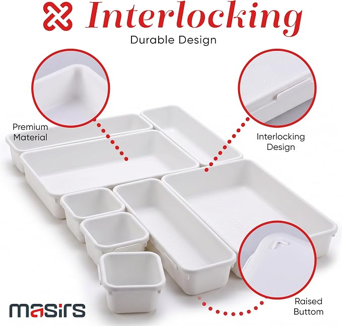 Masirs Interlocking Drawer Organizer Bins - Image 3