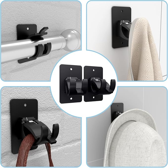 4 Pieces Self Adhesive Curtain Rod Bracket, Universal Plastic Curtain Rod - Image 6