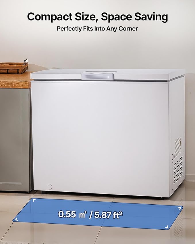 VEVOR Chest Freezer, 6.7 Cu.ft Compact Deep Freezer, Free Standing Top Open Door Chest Freezers with 2 Removable Baskets & Adjustable Thermostat - Energy Saving, Low Noise & Garage Ready, White