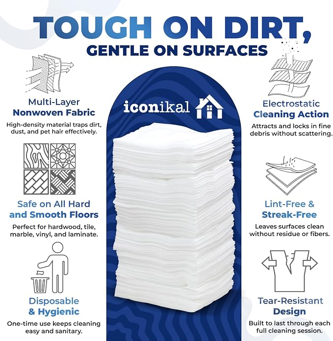 Iconikal Dry Mop Pad Refills 90-Pack Fits Swiffer 11.5x8 - Image 2