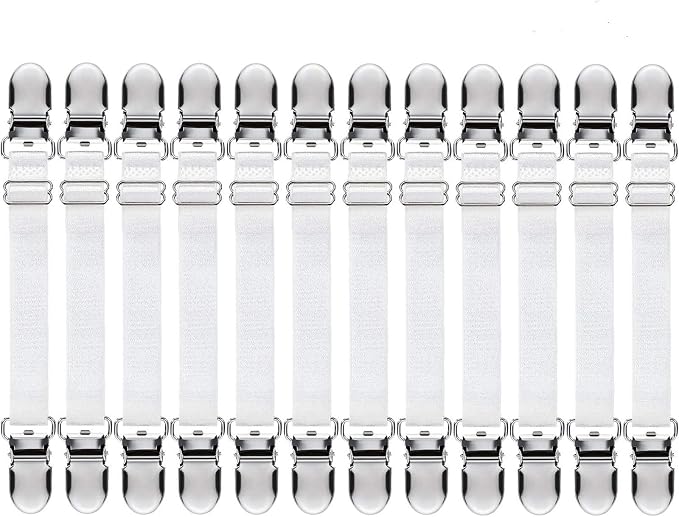 Boao 12 Pcs Bedsheet Strap Elastic Clip, 8-12 Inch Length | Sturdy Metal Clips by Boao