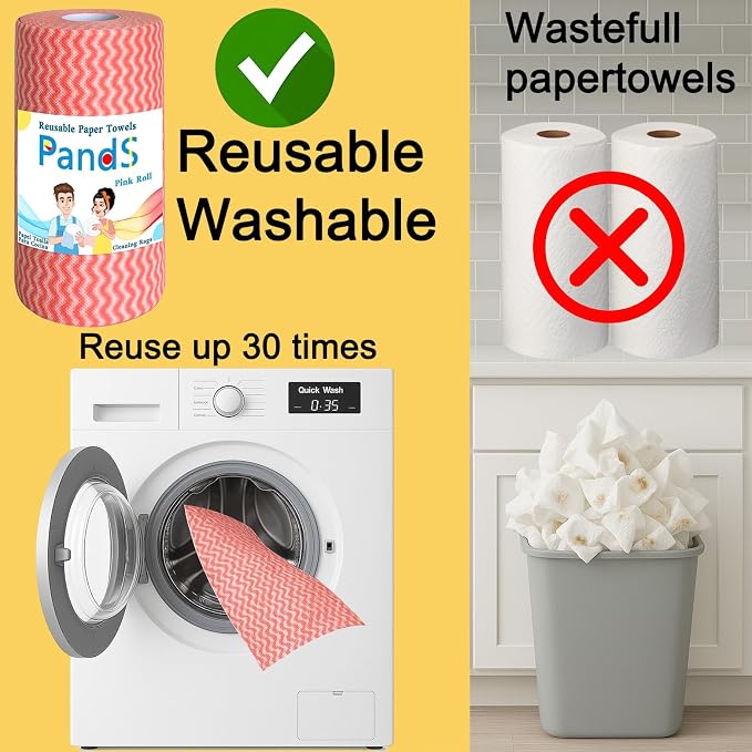 Reusable Paper Towels, 120 Full Sheets 2 Pack, Zero Waste Paperless Kitchen - Image 3