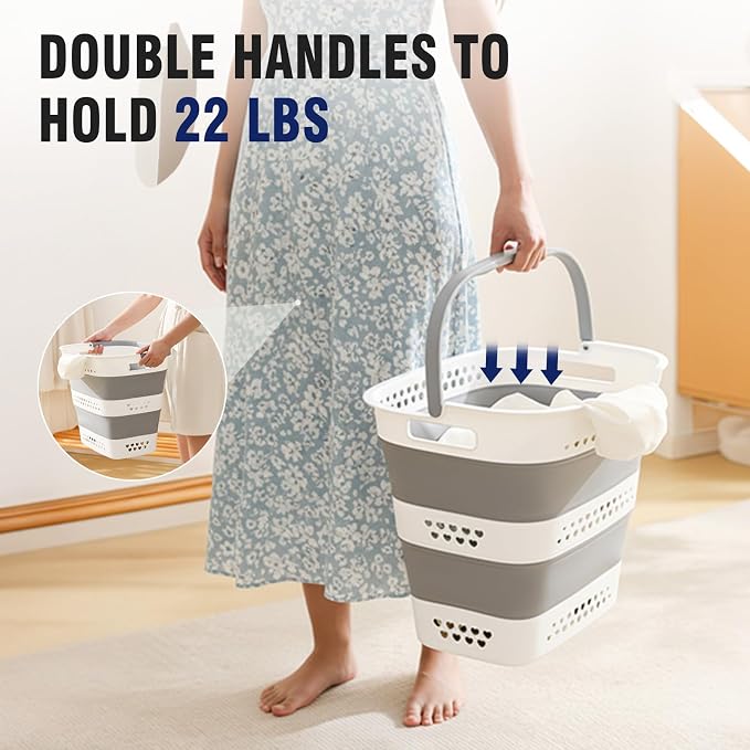 Collapsible Plastic Laundry Basket Hamper - Image 3