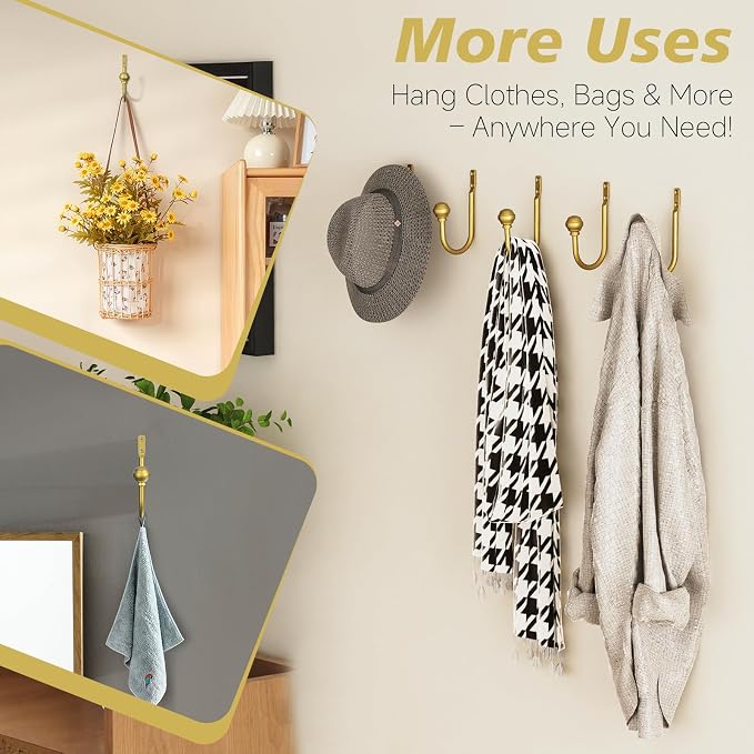 Hion Curtain Holdbacks Gold 6pcs, Curtain Tiebacks Wall Mounted Hooks | Curtain - Image 5