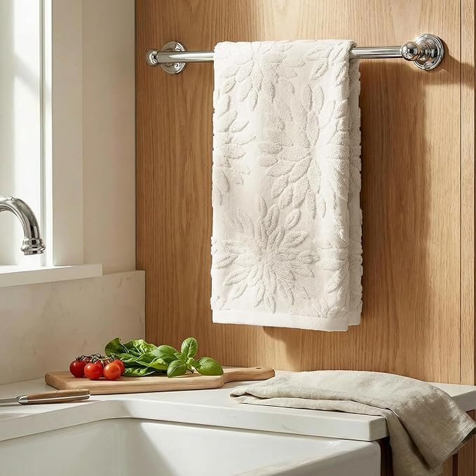 Artoid Mode 1 Pc Beige 3D Dahlia Floral Jacquard Hand Towels - Image 3
