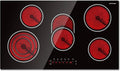 ThermoMate 36 Inch Electric Cooktop 5 Burners, 36" Built in Radiant Electric Stove Top, 8500W Ceramic Cooktop with Touch Control, 9 Heating Level, Chlid Lock & Timer, 220-240V Hard Wire ETL Listed