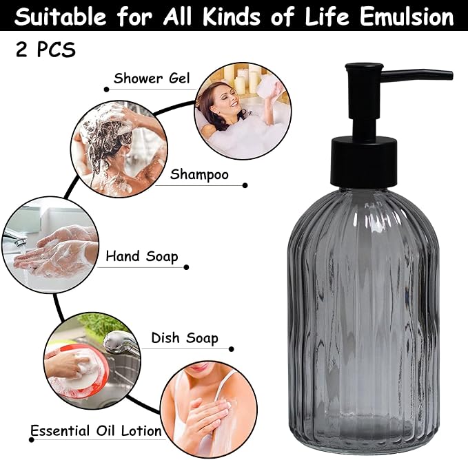 YYTSGG Gray Glass Soap Dispenser Set - Image 4