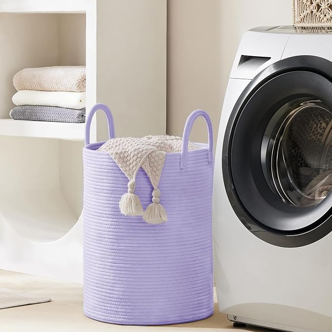 YOUDENOVA Cotton Rope Laundry Hamper Basket, 58L Blanket Basket - Image 6