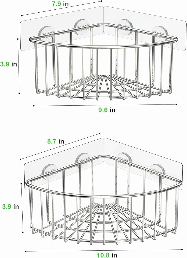 SMARTAKE 2-Pack Corner Shower Caddy Deep Basket, SUS304 Stainless Steel - Image 5