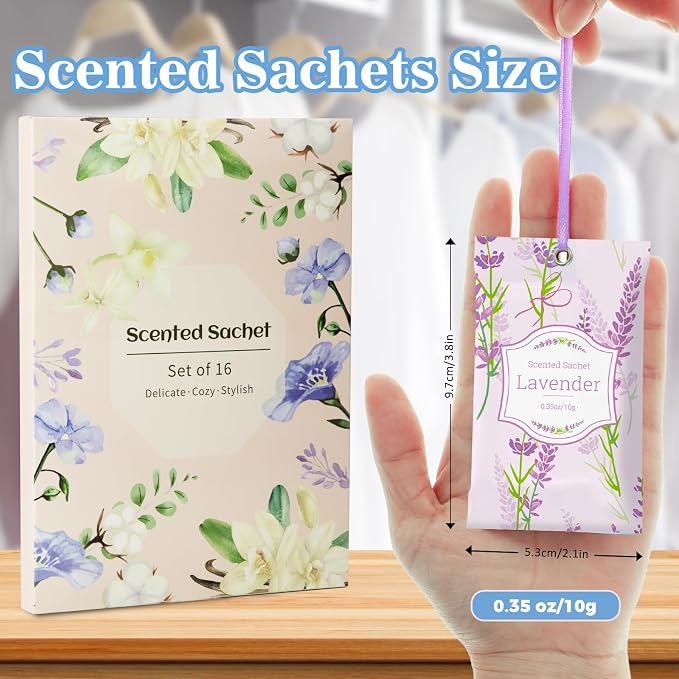STRN Scented Sachets for Drawer and Closet, 16 Packs 4 Scents Long-Lasting - Image 5