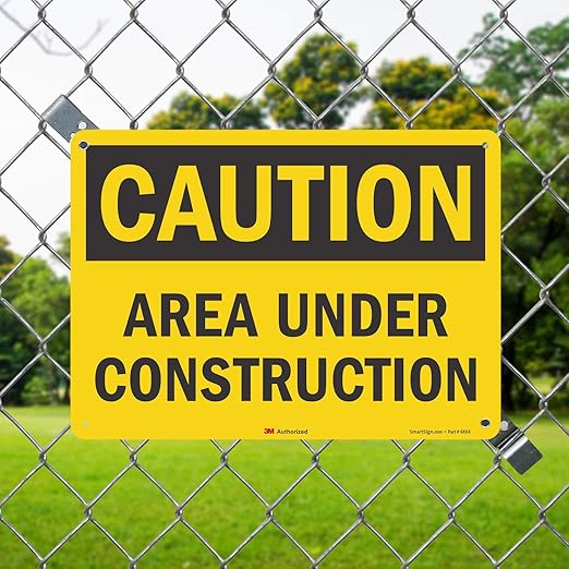 "Caution - Area Under Construction" Sign by SmartSign | 10" x 14" 3M Reflective Aluminum