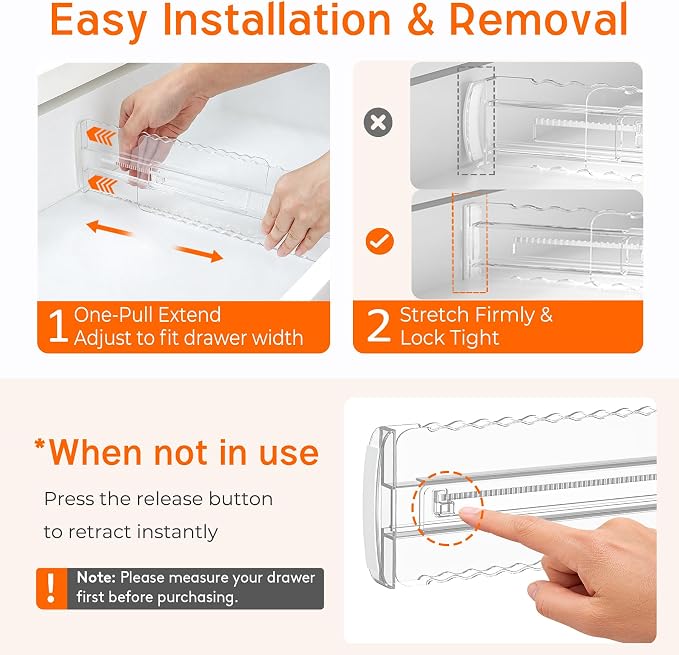 8 Pack 2.36" High Shallow Drawer Dividers, 12.5"-21.3" Expandable | Adjustable - Image 7