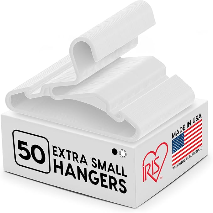 IRIS USA Extra Small Hangers 50 Pack, 11.87" W x 6.75" H, Shoulder Grooves by IRISUSA