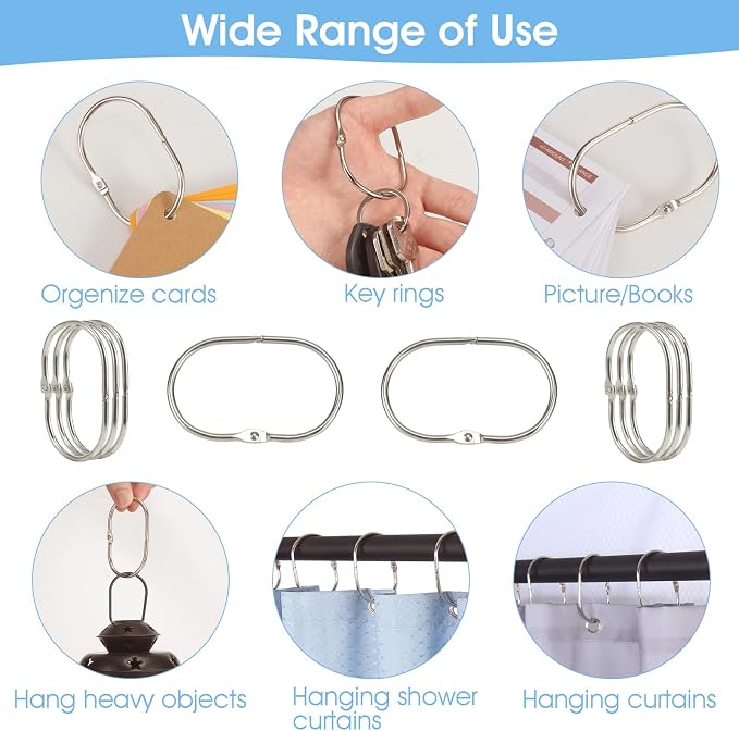 Shower Curtain Rings, Oval Snap Shower Rings - Image 7
