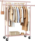 HYSEYY Clothes Rack, Double Rods Rolling Clothing Rack by HYSEYY